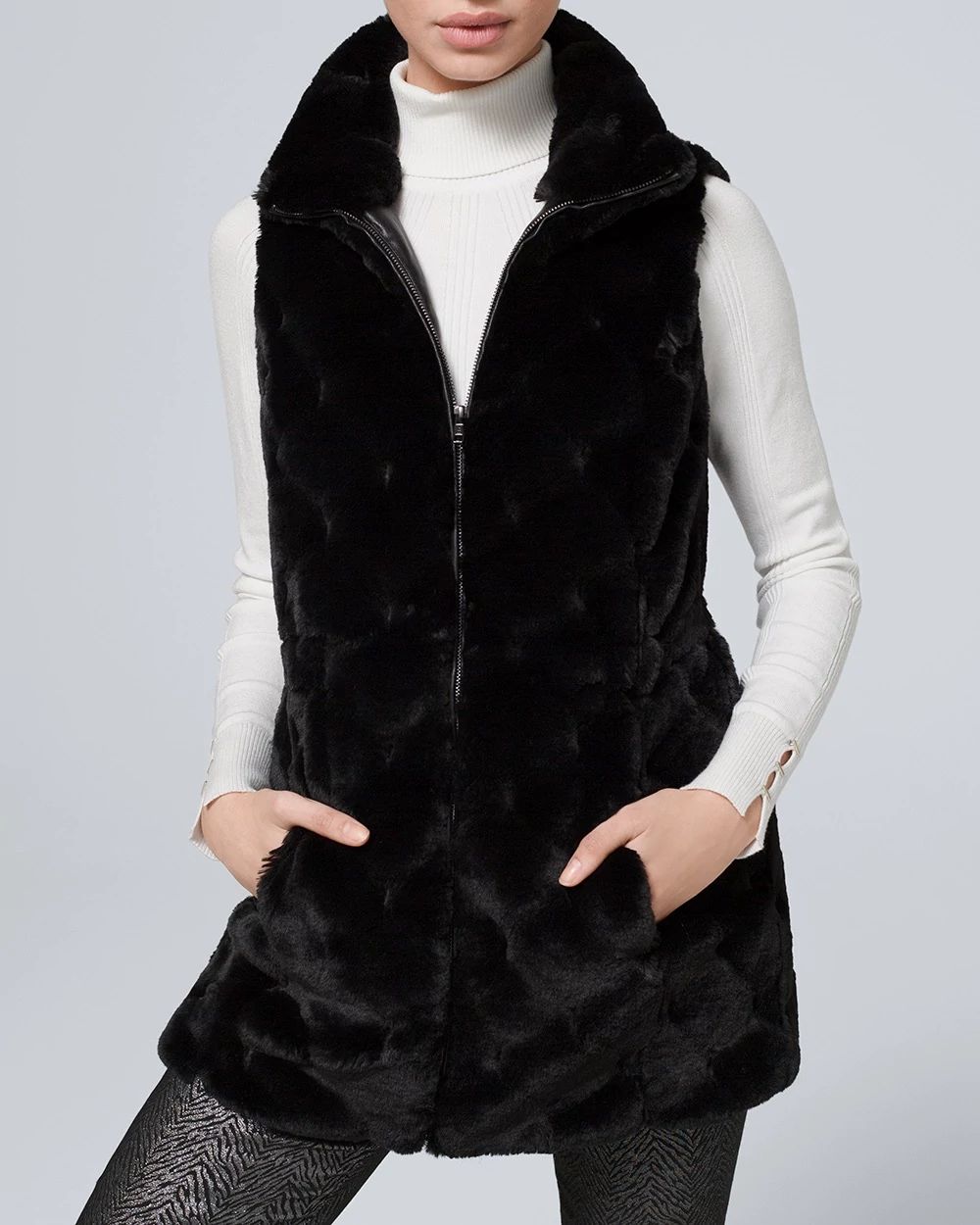 White house black market fur vest top